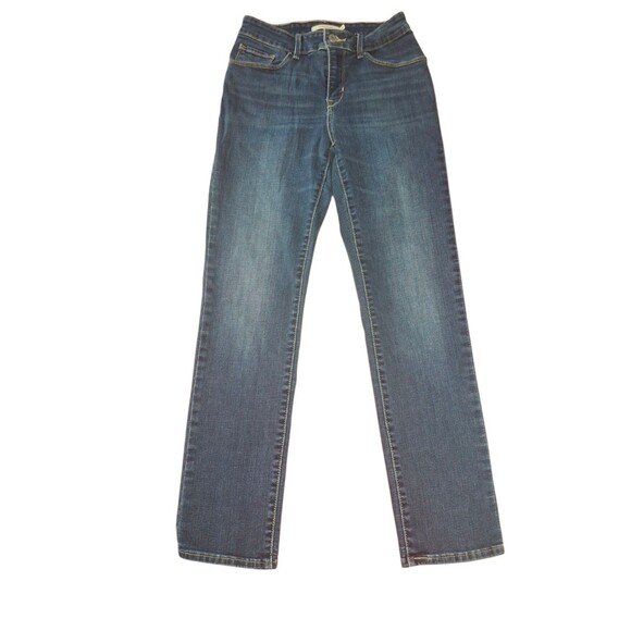 Levis Mid Rise Skinny Jeans Womens 4 Blue Stretch Ankle Dark Wash Ladies Casual - Picture 2 of 6